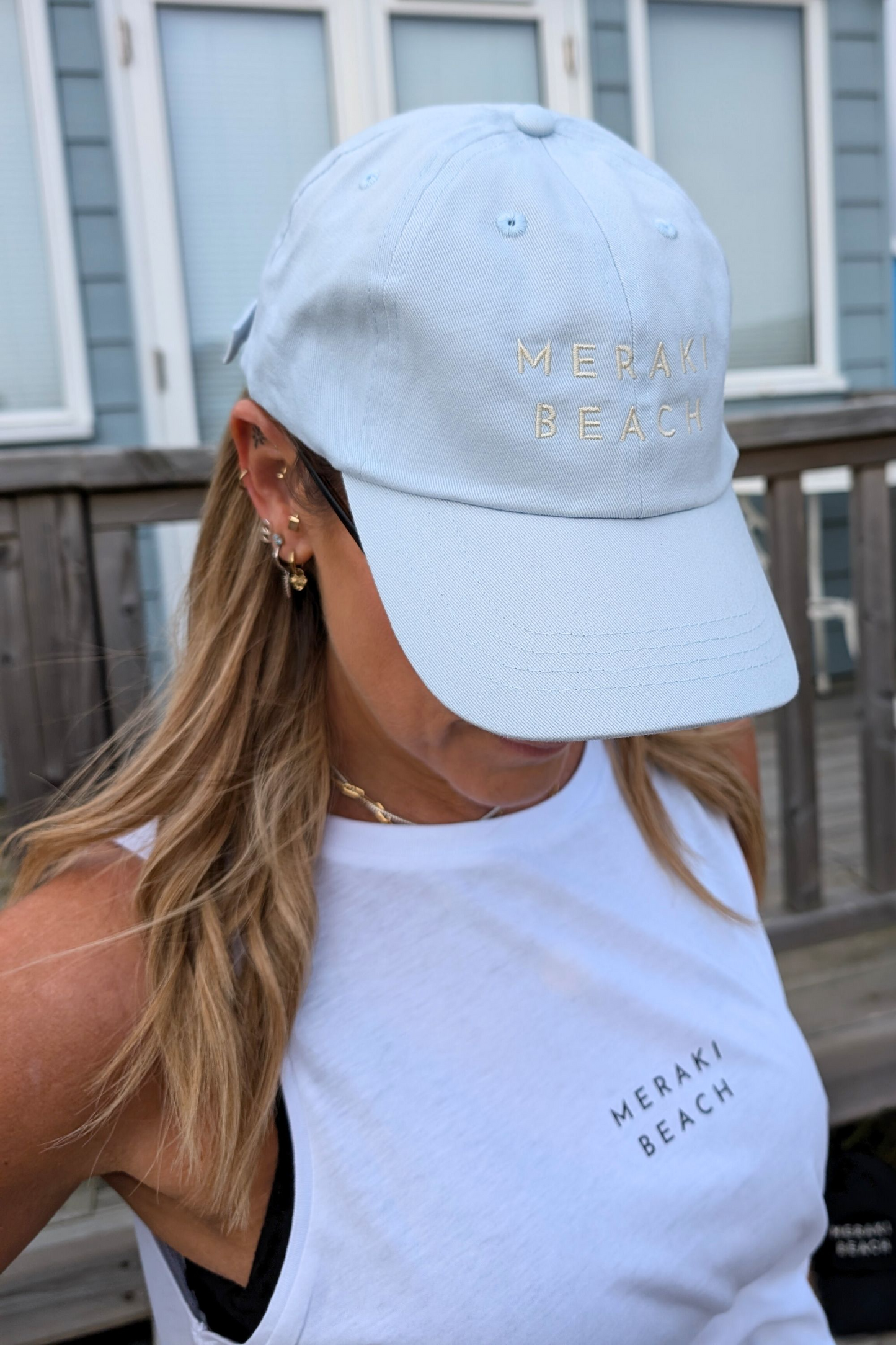 BEACH BUM COTTON CAP IN PASTEL BLUE